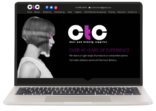 website for CTC hair and beauty suppliers company